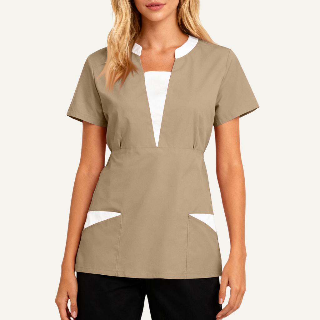 Women's Loose And Comfort V-Neck Casual  Work Clothes Top Short Sleeve Shirt