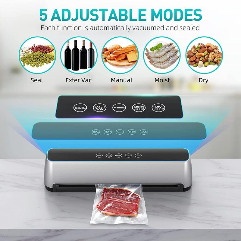 Portable Food Sealer Vacuum Machine with Free Bags - Automatic and Food Saver for Home Kitchen With Vacuum-sealed Suction Tube