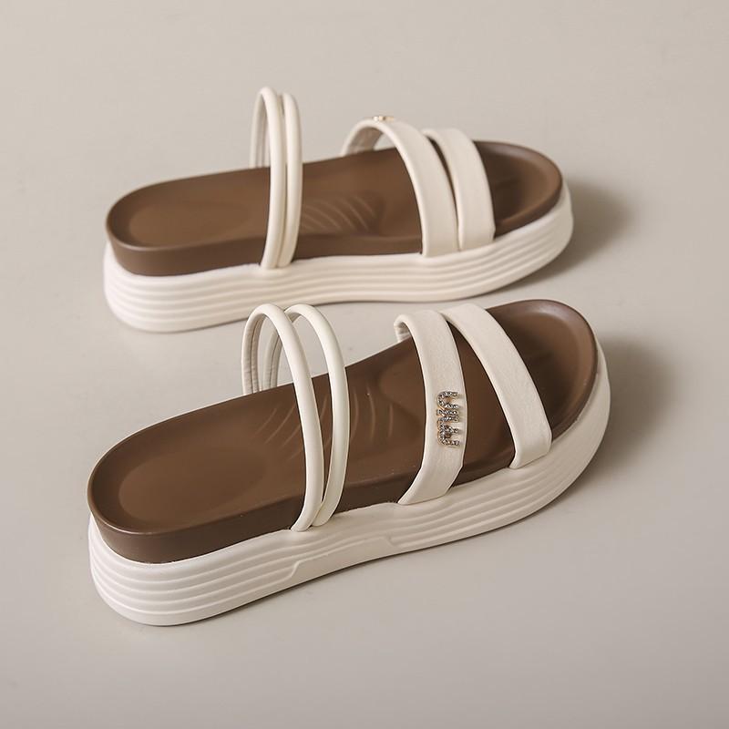 

Пляжные тапочки с толстым дном женские летние 2024 года, новая повседневная верхняя одежда, классные тапочки женские прилив с толстым дном, одно слово, перетаскивание 35