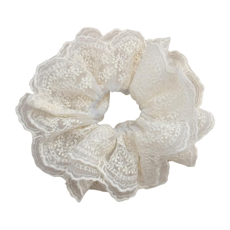 

Elegant Lace Scrunchies Double Layer Hairband Fashionable Haripieces Elastic Hair Scrunchy for Women and Girl