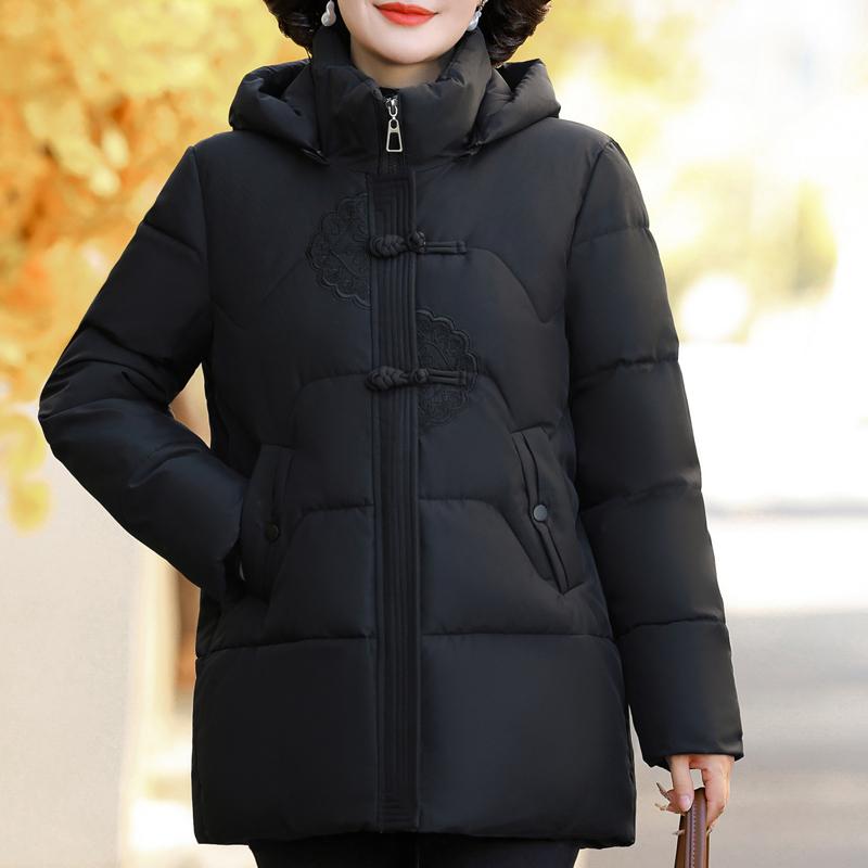 Chaquetas de invierno de talla grande XL-5XL para mujer, parkas con capucha, elegantes, holgadas, gruesas, cálidas, abrigos para mujer de mediana edad