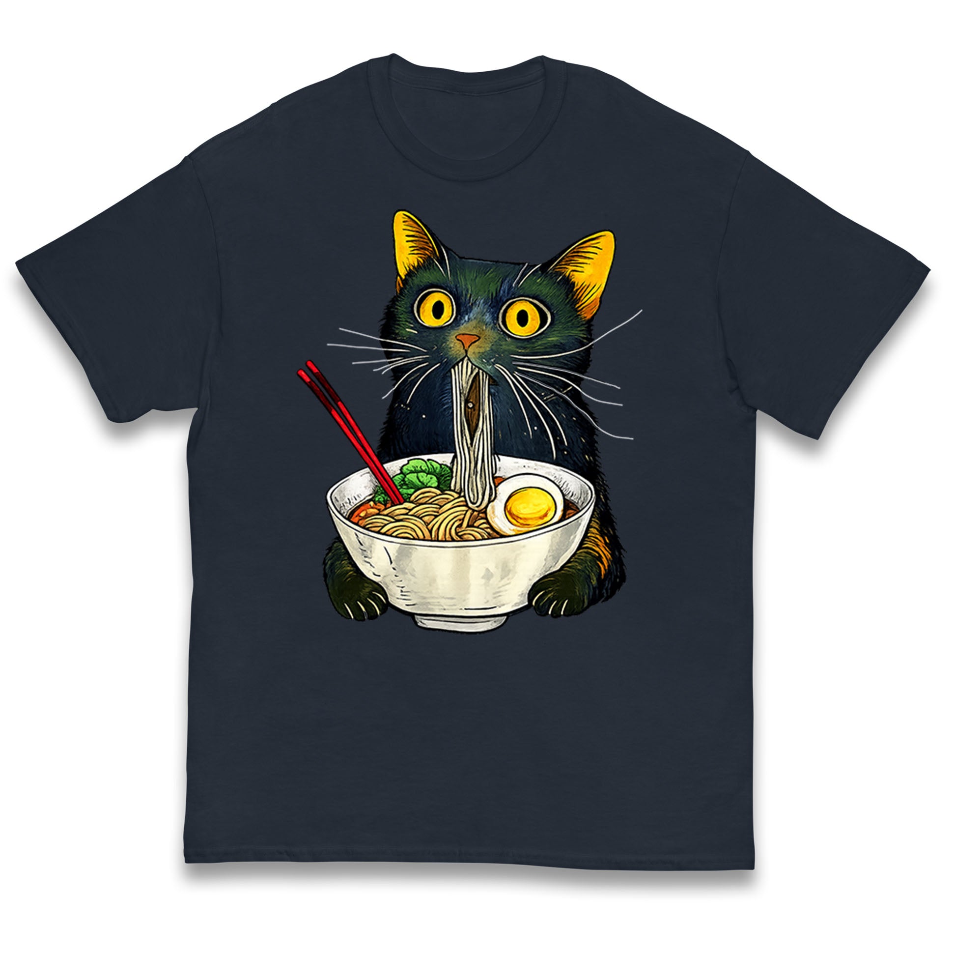 Ramen Noodle Black Cat Foodie Lover Meme Kids T Shirt 150