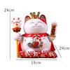 9,5 Zoll Keramik Winkende Katze Maneki Neko Ornament Feng Shui Dekoration Schaukel Glückskatze Batteriebetriebenes Geschäftsgeschenk