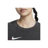 Nike Casual Letter Print Pattern Short Sleeve Pullover Round Neck T-Shirt Women Tops Grey Black HF6292-060