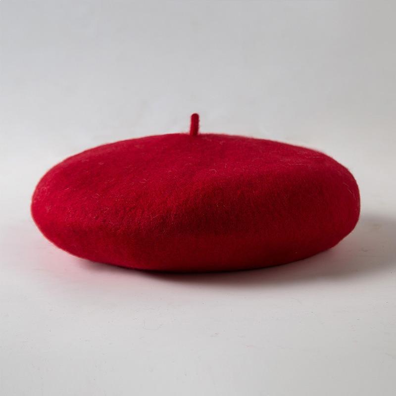 Wool Beret Hat Women's Autumn and Winter Big Head Circumference British Retro Octagonal Painter Hat