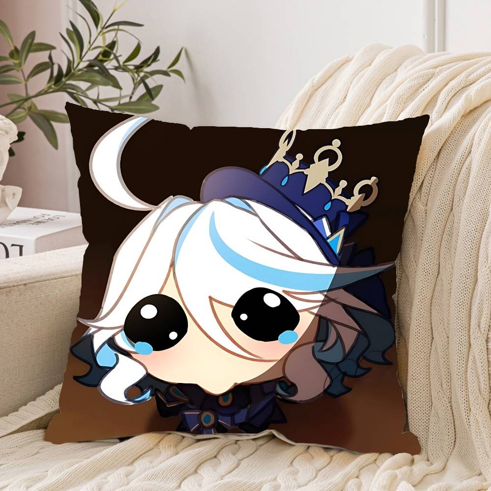 Cute F-Furina G-Genshin Impact Pillow Case Cushion Cover Soft Cute Throw Pillow Case For Car Sofa Pillowcase Polyester