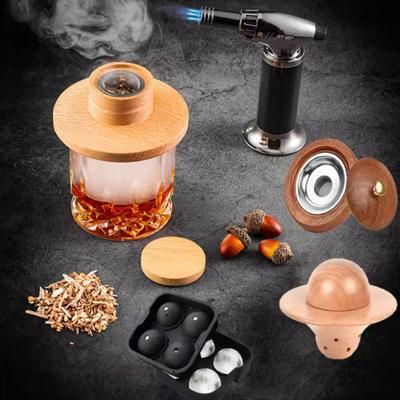 Gorący Zestaw do Wędzenia Koktajli Whiskey Old Fashioned Infuzer z Formą na Kulki Lodu Prezent dla Miłośnika Napojów Mężczyzny Męża Przyjaciela LI
