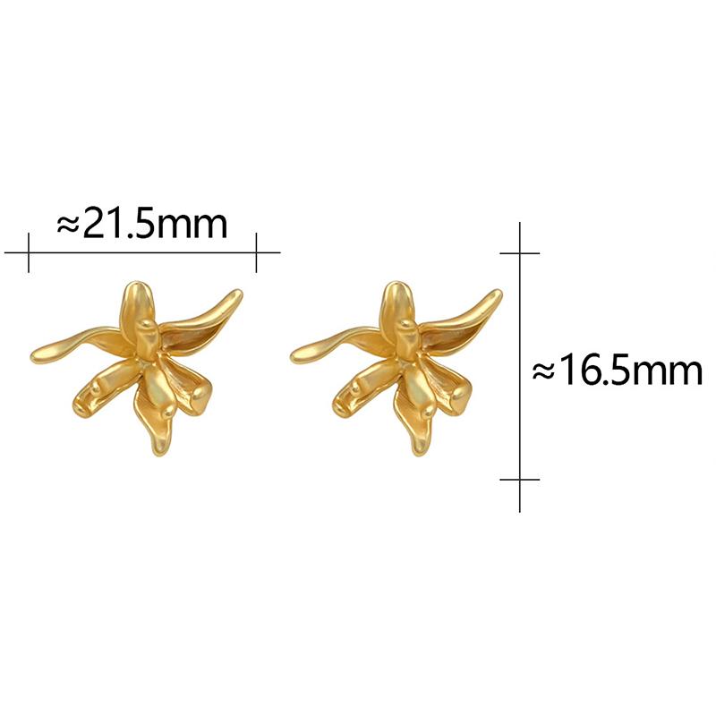 PONYKISS Sterling Silver Matte Flower Vintage Stud Earrings for Women Fine Minimalist Plant Accessories