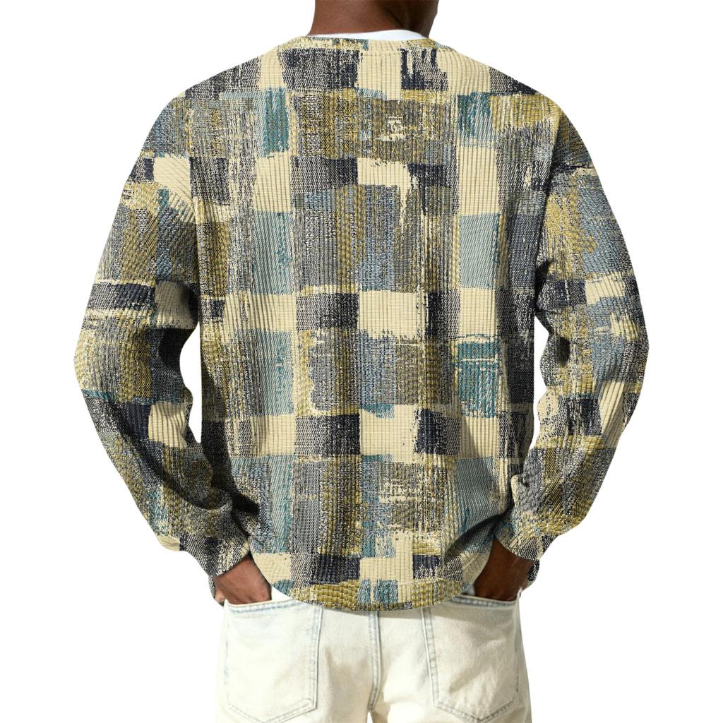 Herren Button-Down Kragen Langarm Rippstrick Pullover