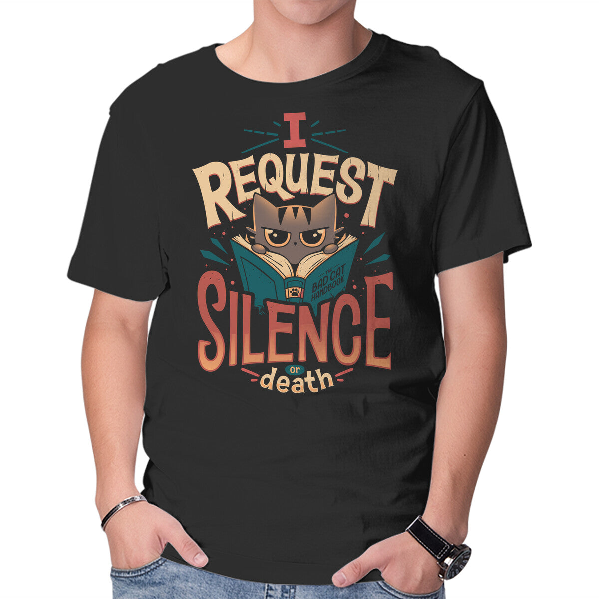 Unisex Crew Neck T-Shirt I Request Silence Graphic Short Sleeve Casual Tee XXL