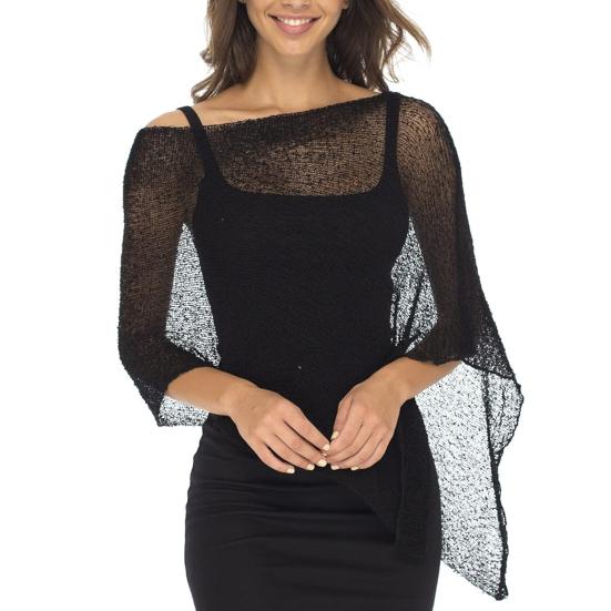 Women Cloak Shawl Mesh Wrap with Pullover Sweater Travel Wrap-around Hem Lightweight Summer Clothing