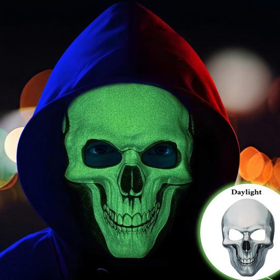 3D Skull Face Guard Glow In The Dark Lightweight EVA Fabric Realistic Design Halloween Headpiece Makeup Apparel Props