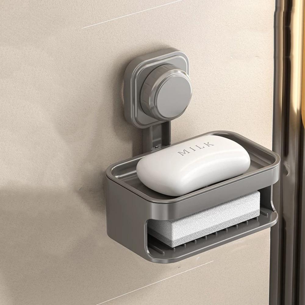 

Двухслойная мыльница на присосках, мыльница без перфорации, подставка для слива мыла, держатель для мыла и губки, кухня 1Pc Grey