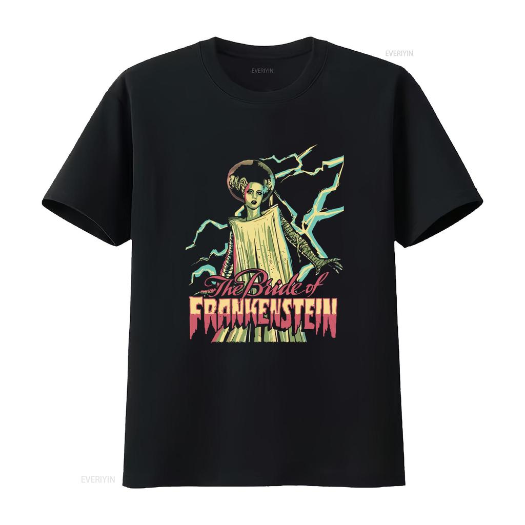 Universal Monsters Frankenstein Bright Bride Black Adult T Shirt Classic Horror Movie Design vintage Washed Soft Comfortable