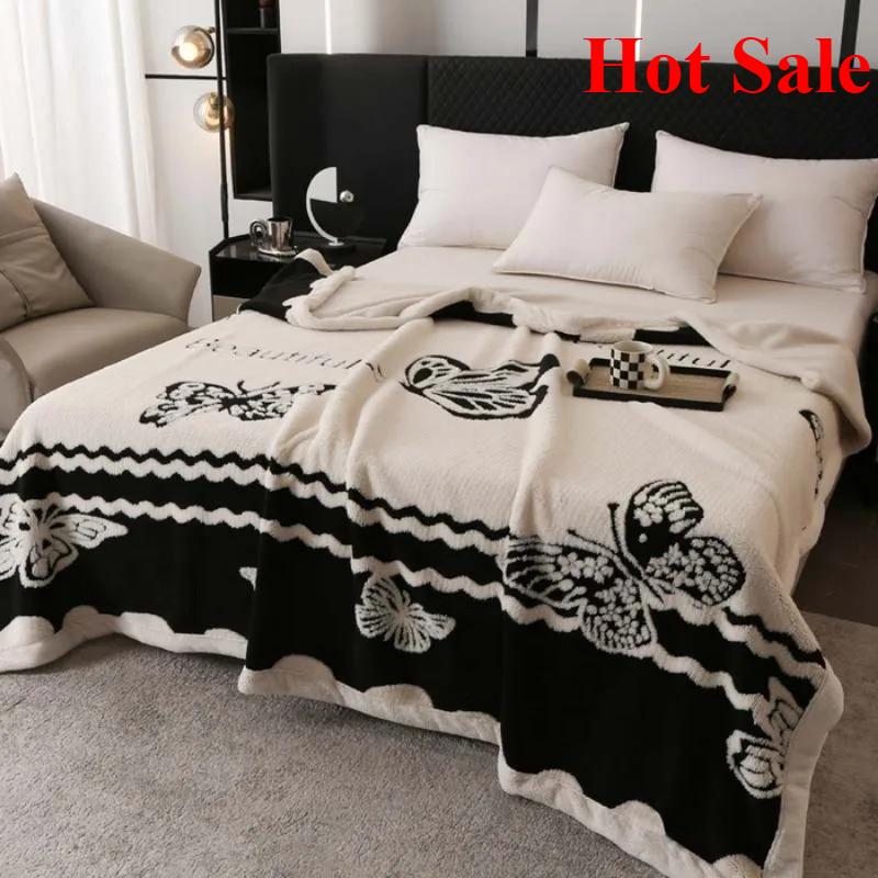 Double-layer jacquard composite European cotton fleece blanket lunch break blanket four seasons sofa blanket