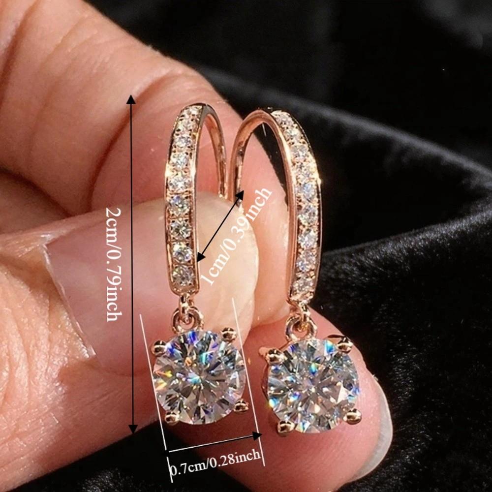 Light Luxury Round Crystal Ear Studs Simple Ladies' Ear Accessories  Jewelry Gifts