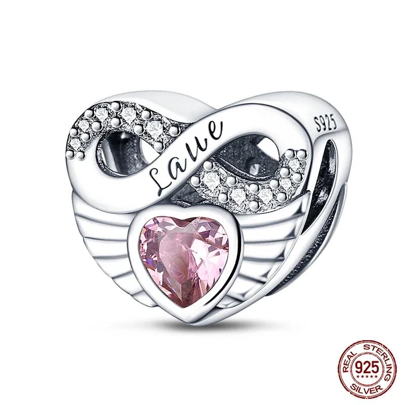 New Copper Romantic Heart Series Charms Beads Fit Original Bracelet Diy Mother'S Day Jewelry Gifts