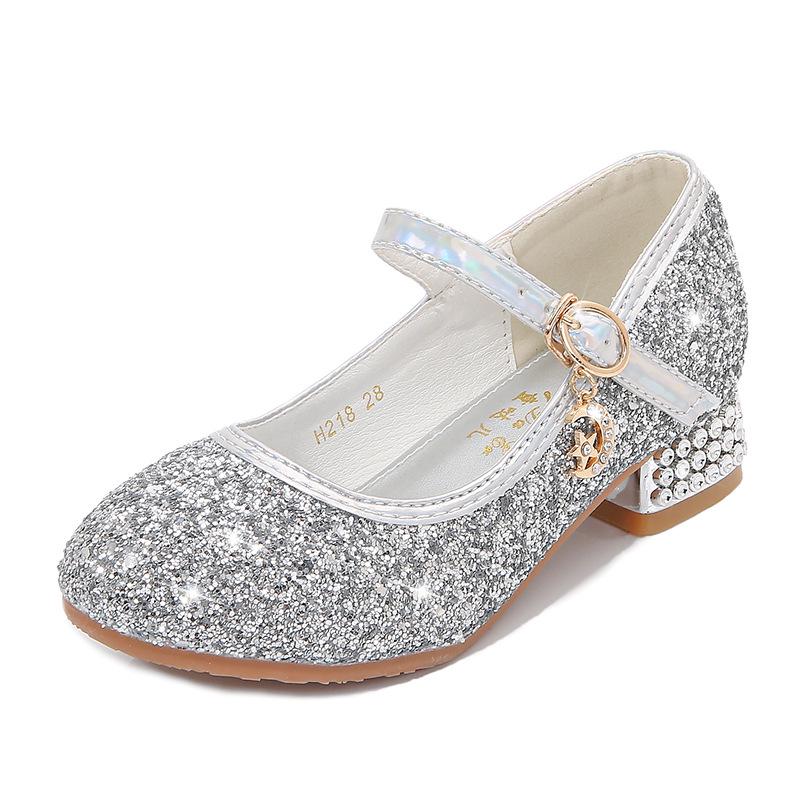

Children s Sequined Leather High Heels for Fashion and Performance 37