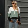 New Loose Color Splicing Zipper Hooded Long Sleeved Blouse Autumn and Winter Top Women Casual Simple Fashion Elegant Office Women's Clothing