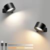 Rechargeable LED Wall Sconce AIMOONSA Pack of 2 - Touch-controlled, 360° Rotation, 3 Color Temperatures, 3 Brightness Levels, USB