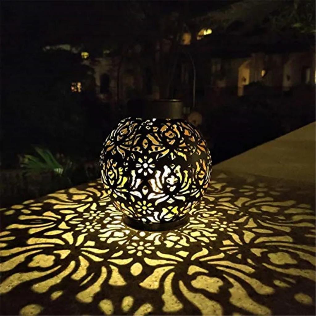HOMZY Outdoor Garden Solar Light Iron Art Hanging Light Hollow LED Landscape Light Garden Decoration Projection Light Waterproof