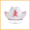 Pink Bride Party White Denim Hat with Five-Pointed Star Design