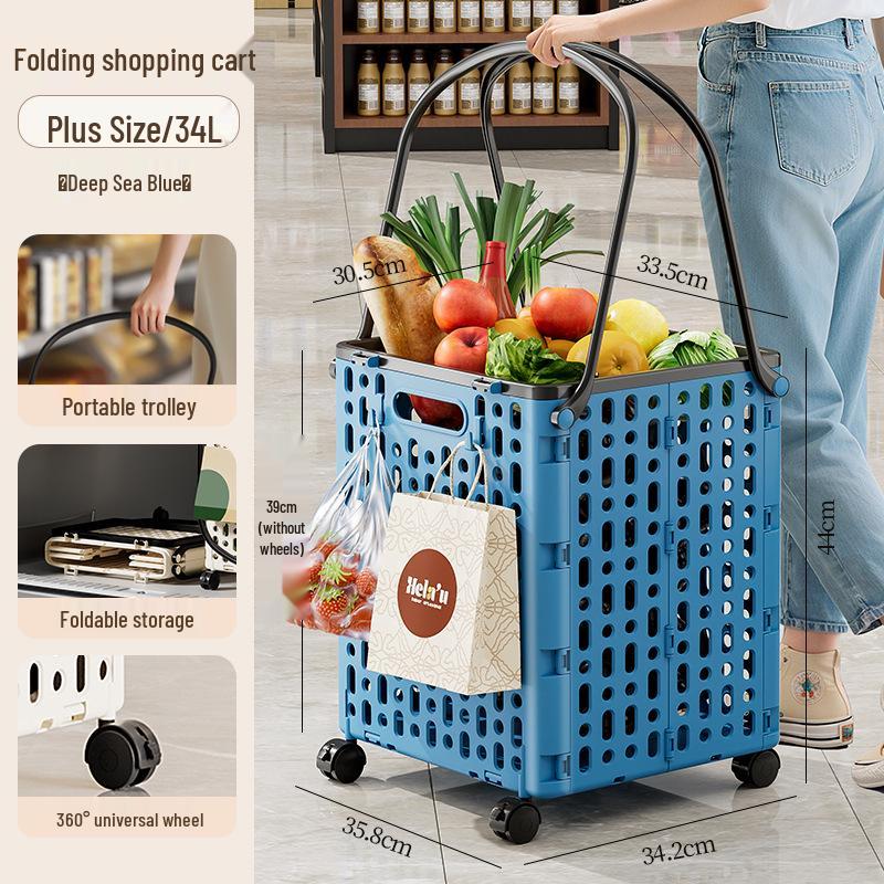 Foldable Multi-Functional Handcart: Compact Trailer for Shopping, Vegetables, and Express Pickups