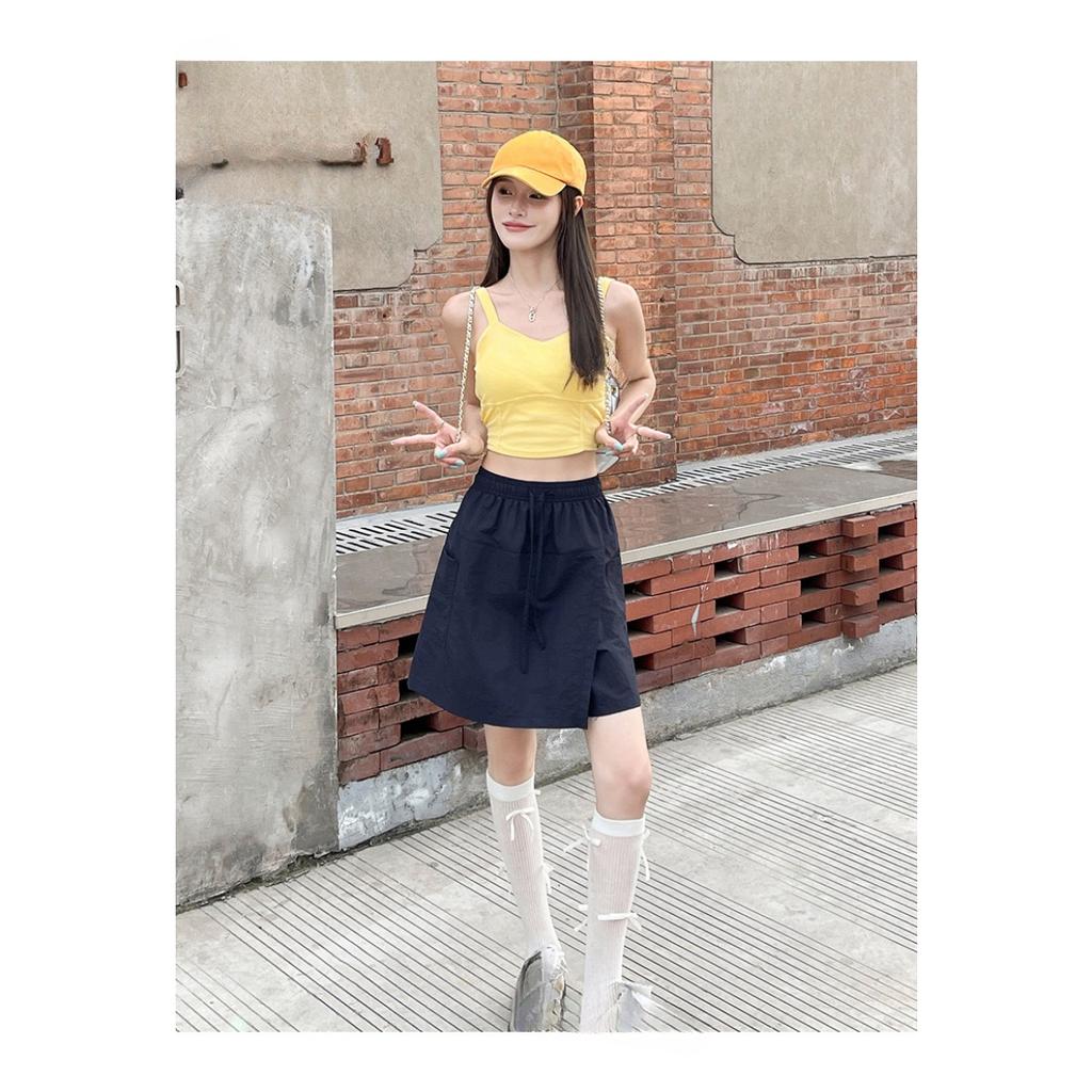 Quick Drying Sports Shorts for Women's Summer Casual Shorts with Elastic Waistband and Front Slit Design, Work Pants Skirt