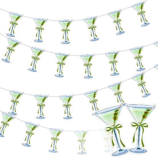 4 Pcs Dirty Martini Party Banner Bar Themed Bachelorette Party Decorations Hanging Sign for Espresso Martini Birthday a Tini Bit Older Decorations зелёный