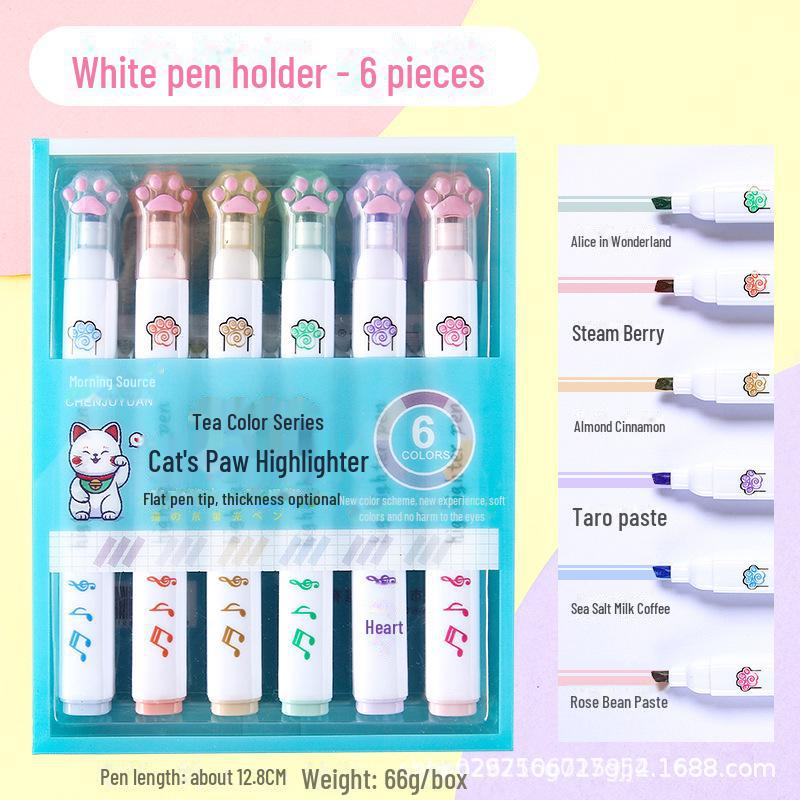 Набор из 6 контурных роллеров Wave Flower - быстросохнущие ручки-карандаши для студентов, самодельные, для творческих справочников Cat scratching highlighter белый
