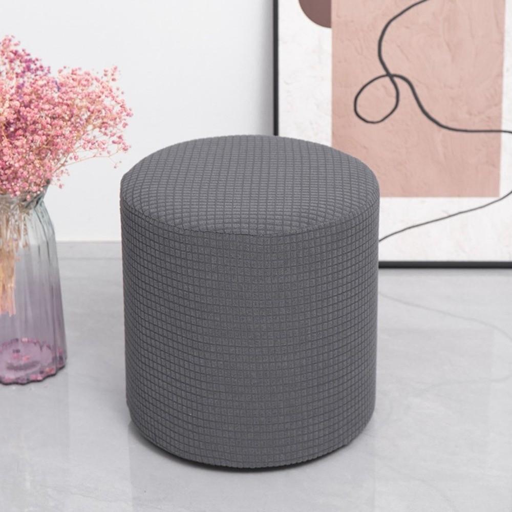 Round Shape Round Ottoman Slipcover Dustproof Universal Seat Slipcovers Elastic Polar Fleece Chair Cover