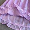 Sweet Stitched Ruffle Hem round Ne Princ Long Dress Women Spring Autumn Belted Waist Women Dress