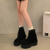 Vintage Chunky Women Western Cowgirl Boots Fashion Tassels Shoes Autumn Winter Platform Heel Ladies Short Booties