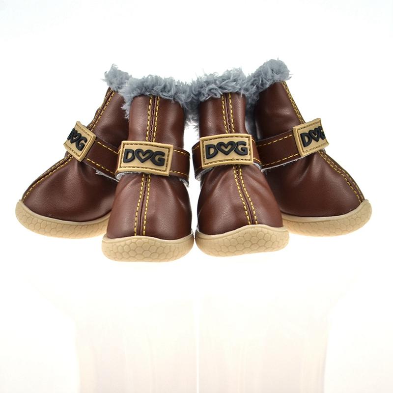 4 st Vinterhundskor Vattentäta Skor För Små Mellanstora Hundar VinterSnöskor För Hundar Varma Chihuahua Teddy Valpskor