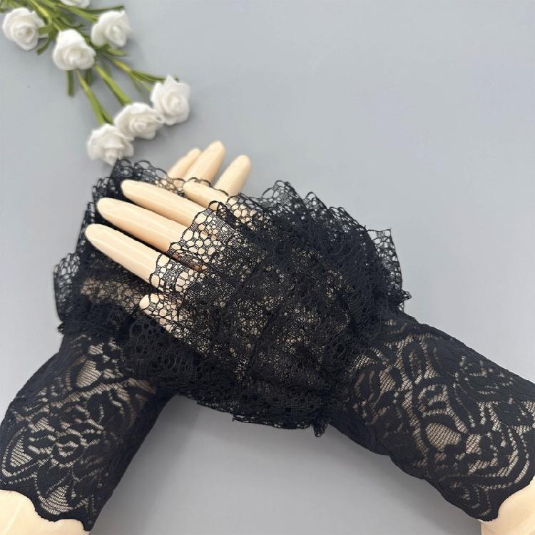 Girls Lace Cuffs Gothic Gloves Steampunk Wrist Cuff Cosplay Accessory for Womens Wedding Party Dress