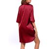 European & American Style Solid Color Silky Satin Women’s Long Pajama Shirt - Sexy, Comfortable, Skin-friendly.