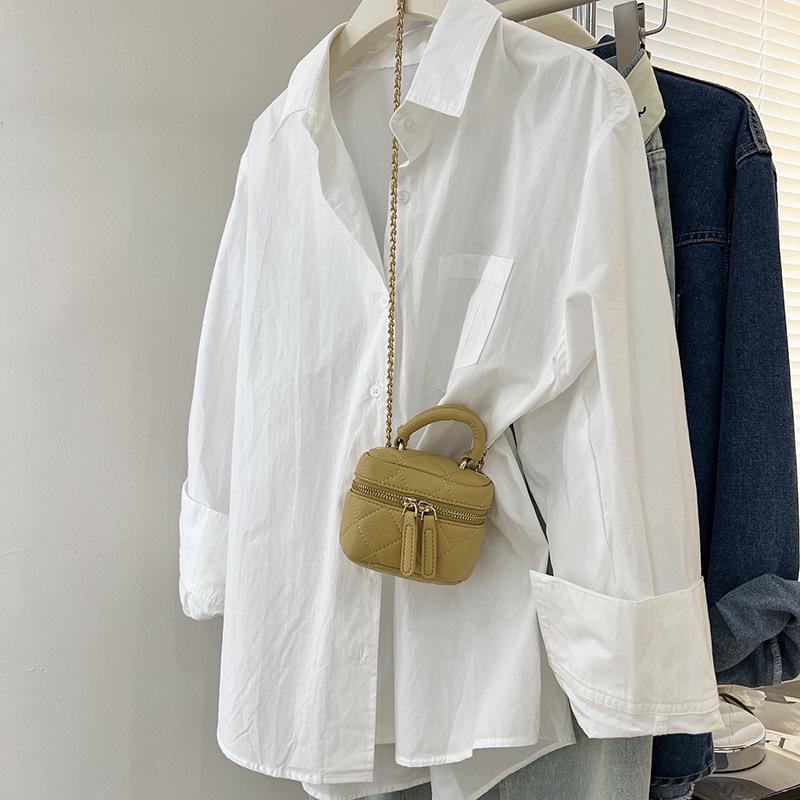 Caramel Mid-Length Women's Autumn Shirt Jacket - Casual, Long-Sleeved, Loose, Slimming Top