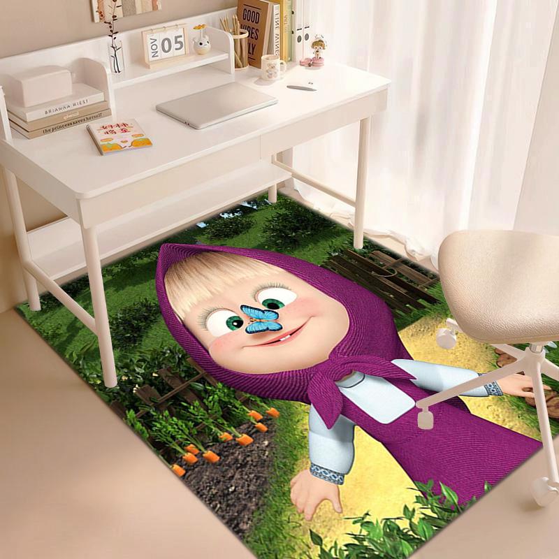 Russian animation Masha and the Bear Fairy Tale Cartoon Carpet Soft Home Living Room Bedroom Door Mat Outdoor Picnic Ground Mat rug T1