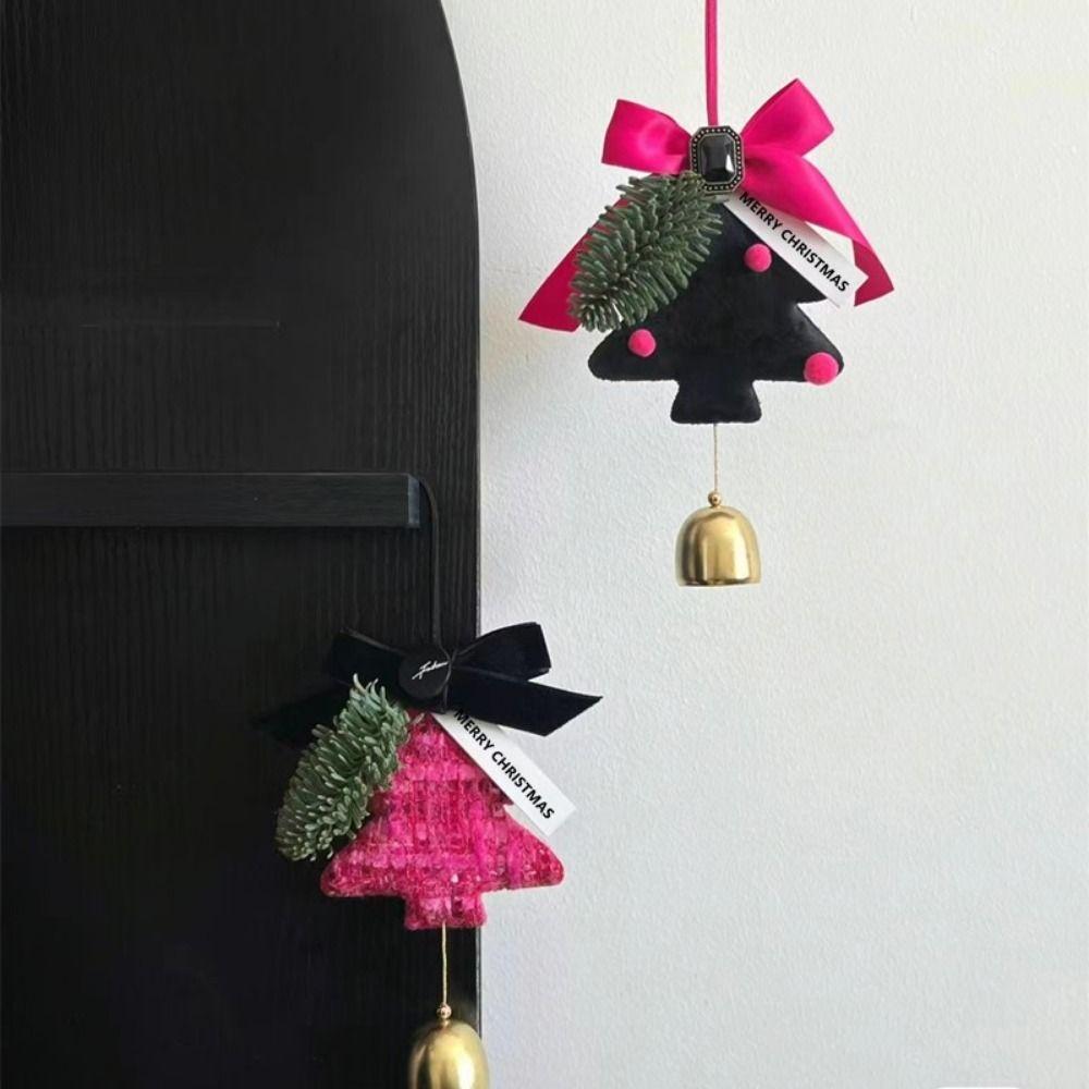 

Плюшевое украшение на рождественскую елку с маленьким колокольчиком, настенное украшение на рождественскую елку, маленькие подарки чёрный