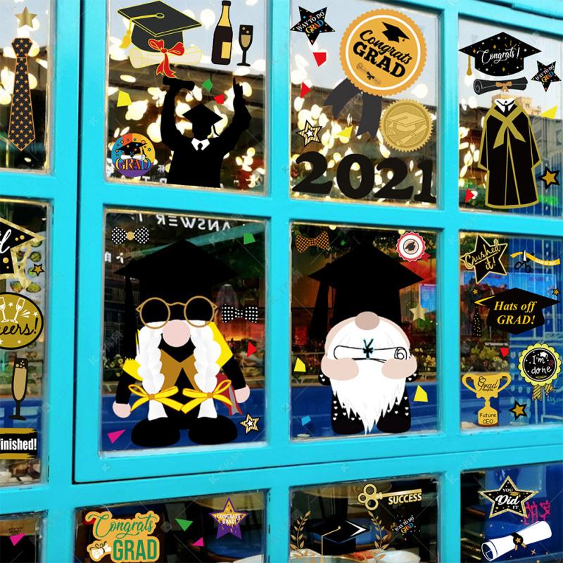 9 Pcs/set Wall Sticker Pvc Graduation Season Stickers Electrostatic Window Stickers