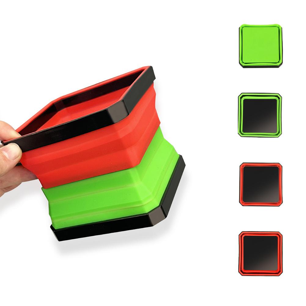 2 PCS Collapsible Magnetic Screw Tray Square Silicone Bowls with Magnetic Base Tool Organizer Stores and Organizes Small Parts