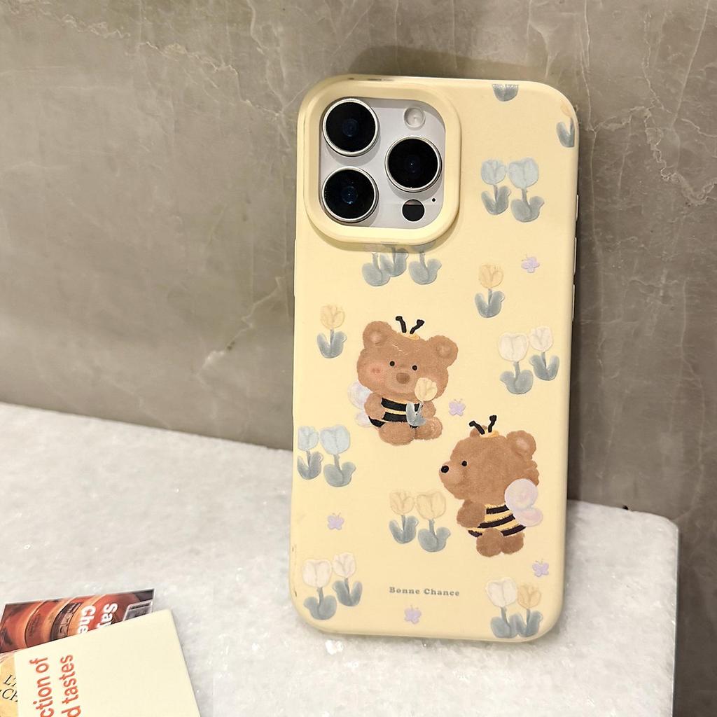 MVUCA Cartoon Bee Protective Case with Lanyard for iPhone 16 and iPhone 16 Pro Max