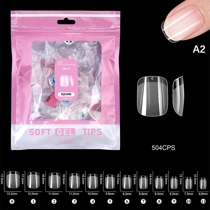 504 Pcs False Nail Tips Semi-Matte Finish Almond French Coffin Stiletto Oval Square Shapes With Front Edge Thickened Fingertips