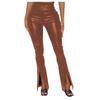 Women Fashion Soild Classic High Waist Elastic Flared Pants Split Pants