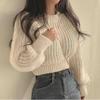 Loose Vintage Women's Sweater with Harajuku Flashlight Long Sleeves Korean Autumn Winter Knitwear Soft Warm Tops, Chic Solid Color Women's Sweater