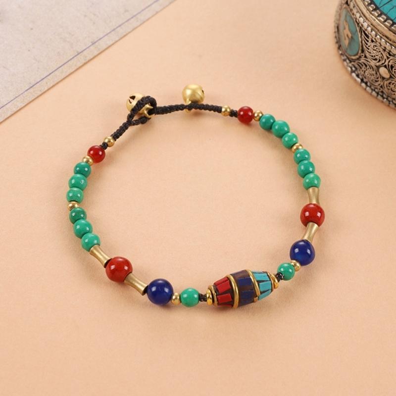 Natural Stone Tibetan Nepalese Beaded Bracelet Handcrafted with Copper Beads Wristband for Meaningful Gift Giving