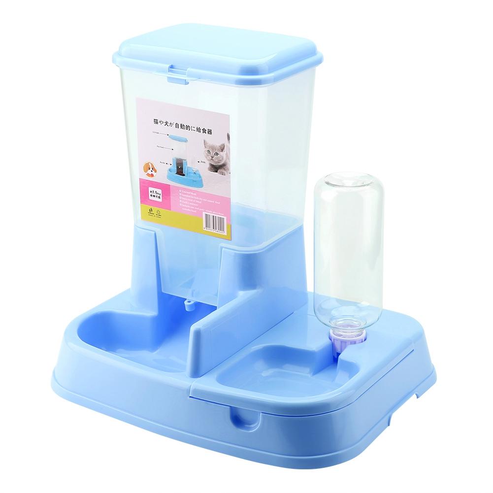Automatic Pet Feeder Detachable Food Dispenser Water Bottle Cats Dogs Feeding Tool Pink