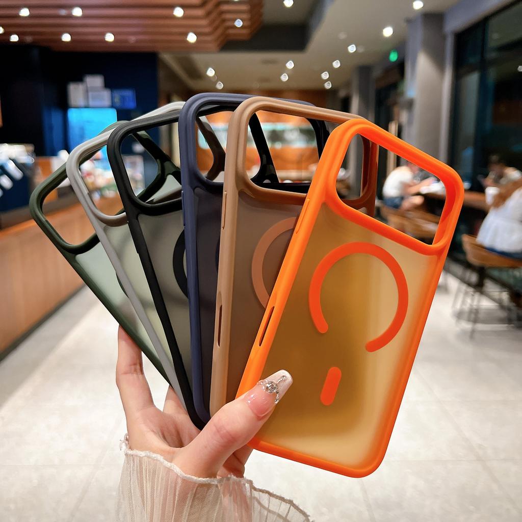 Applicable To Apple iPhone1111promax Mobile Phone Case, Skin-feeling Semi-transparent Color Two-in-one Three-star S11 Magnetic Case