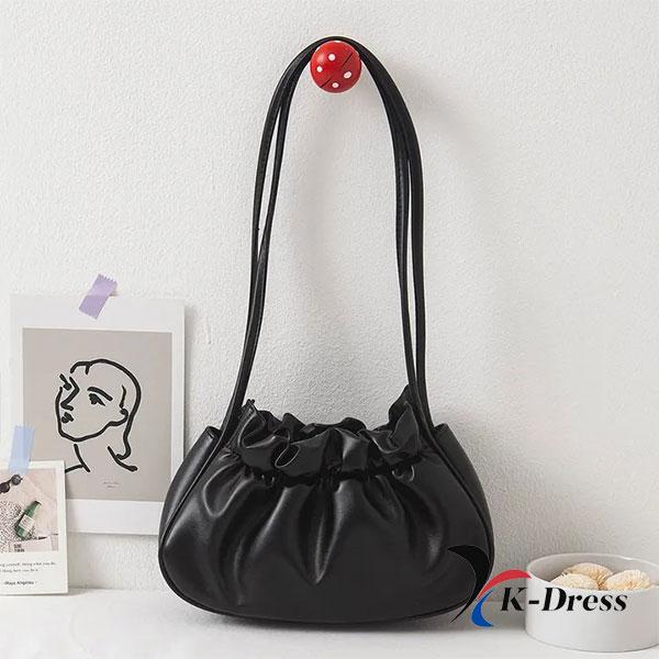 Shirring Long Handle Mini Shoulder Bag (2 Colors)