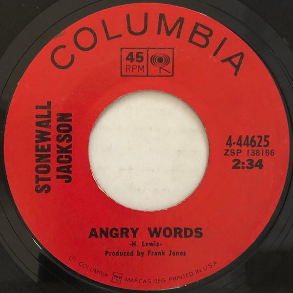 

7inch Record STONEWALL JACKSON - Angry Words 444625 Columbia 1968 US Country/Folk Used